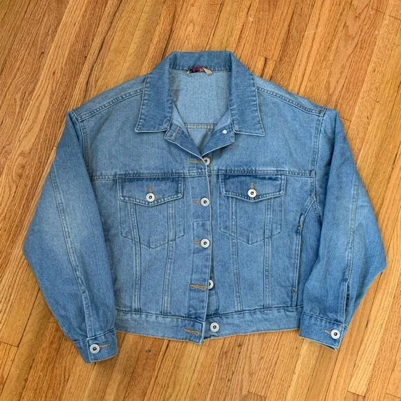 Womens Highway Jeans Cropped Oversized Jean Jacket - Picture 10 of 11